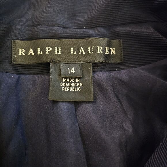 RALPH LAUREN BLACK LABEL Navy 3/4 Sleeve Crop Jacket Pea Coat Womens 14 purple - Picture 3 of 7
